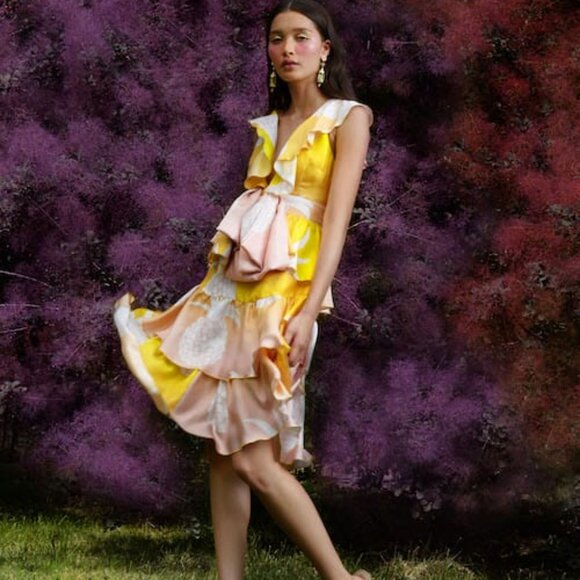 Cynthia Rowley Jet Set Floral Print dress with box Sz 2 in sunset - Picture 1 of 7